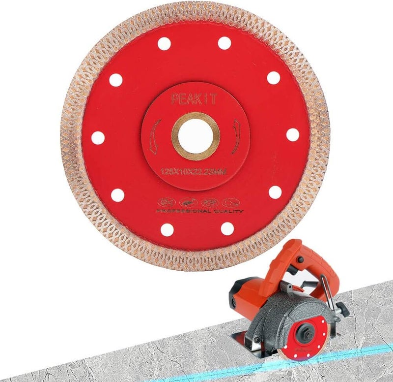PEAKIT Dry Wet Tile Cutter Blade 5 Inch Diamond Blade Cutting Disc for Porcelain Ceramic Granite for Grinder or Tile Saw - Image 1