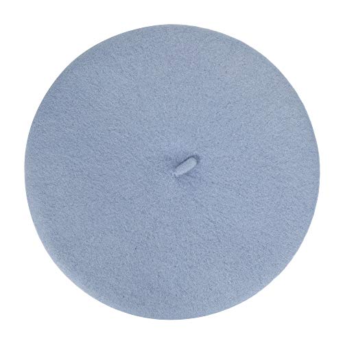 ZLYC Wool French Beret Hat Solid Color Beret Cap for Women Girls (Sky Blue) - Image 4