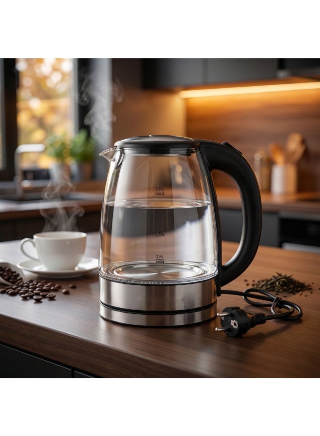 شظايا كريست غلاية زجاجية كهربائية Slivers Criest SC-303 – 1500 واط، سعة 2.0 لتر، غليان سريع، مياه ساخنة بسرعة وأمان - Image 1