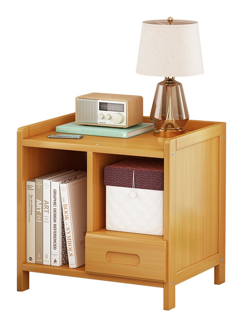 Sharpdo Bamboo Bedside Table with 1 Drawer and 2 Open Shelves, Coffee Table with Storage Function, Bedside Table for Bedroom Living Room Dormitory, Elementary School  - Image 1