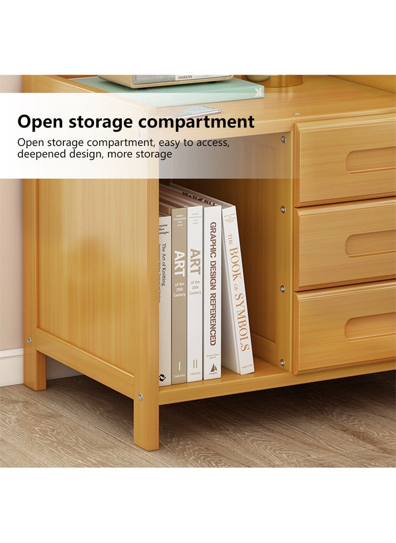 Sharpdo Bamboo Bedside Table with 1 Drawer and 2 Open Shelves, Coffee Table with Storage Function, Bedside Table for Bedroom Living Room Dormitory, Elementary School  - Image 3