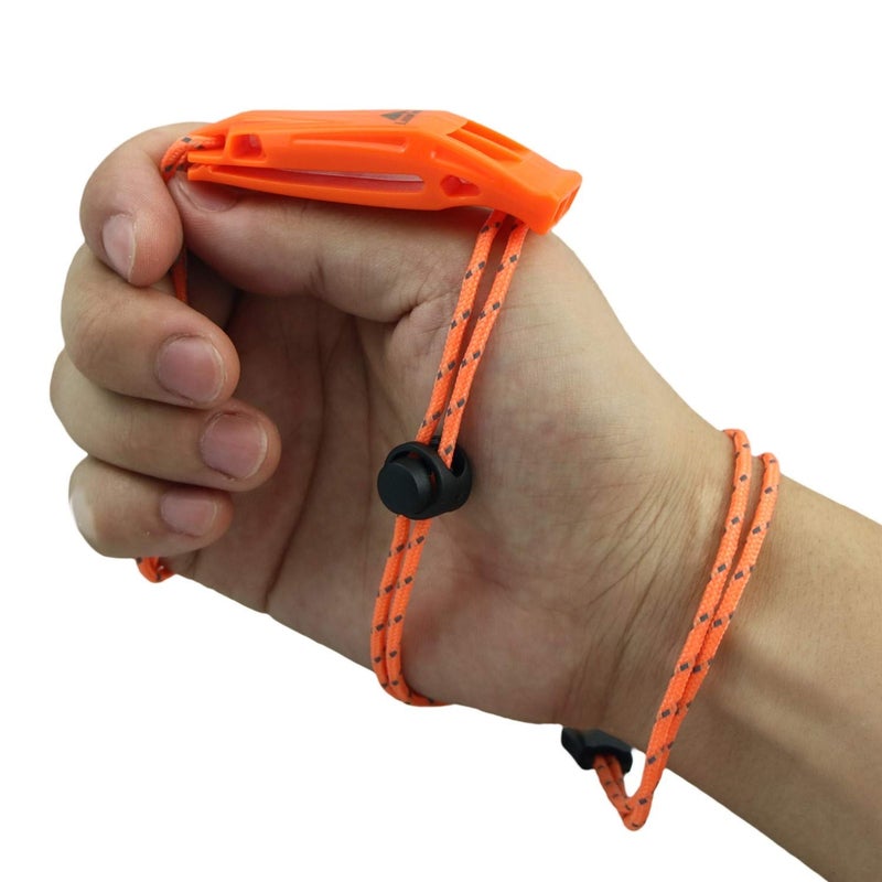 LuxoGear صفارات الطوارئ من لوكسوجير مع حبل أمان صفارة البقاء على قيد الحياة صوت عالٍ لزوارق الكاياك وسترات النجاة والجاكيتات والتجديف وصيد الأسماك والتخييم والمشي لمسافات طويلة والصيد وإشارة الإنقاذ للأطفال وفرق الإنقاذ بلاستيك 2 عبوة - Image 2