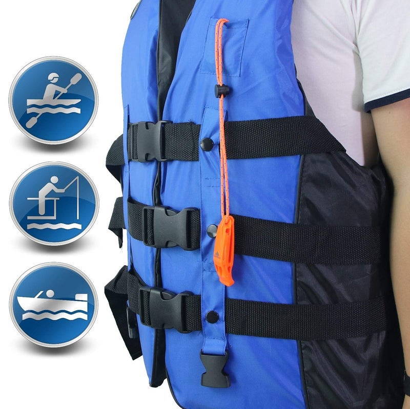 LuxoGear صفارات الطوارئ من لوكسوجير مع حبل أمان صفارة البقاء على قيد الحياة صوت عالٍ لزوارق الكاياك وسترات النجاة والجاكيتات والتجديف وصيد الأسماك والتخييم والمشي لمسافات طويلة والصيد وإشارة الإنقاذ للأطفال وفرق الإنقاذ بلاستيك 2 عبوة - Image 3