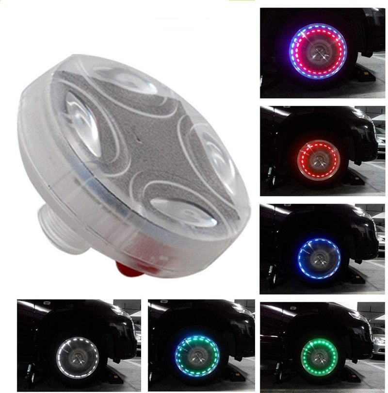 Maso Car Wheel Led Lights, Colorful LED Solar Wheel Hub Tire Lights 4 Modes Flash Wheel Light, Waterproof Tyre Valve Cap Strobe Lamp Kit for Car Vehicle Motorcycle - Image 1