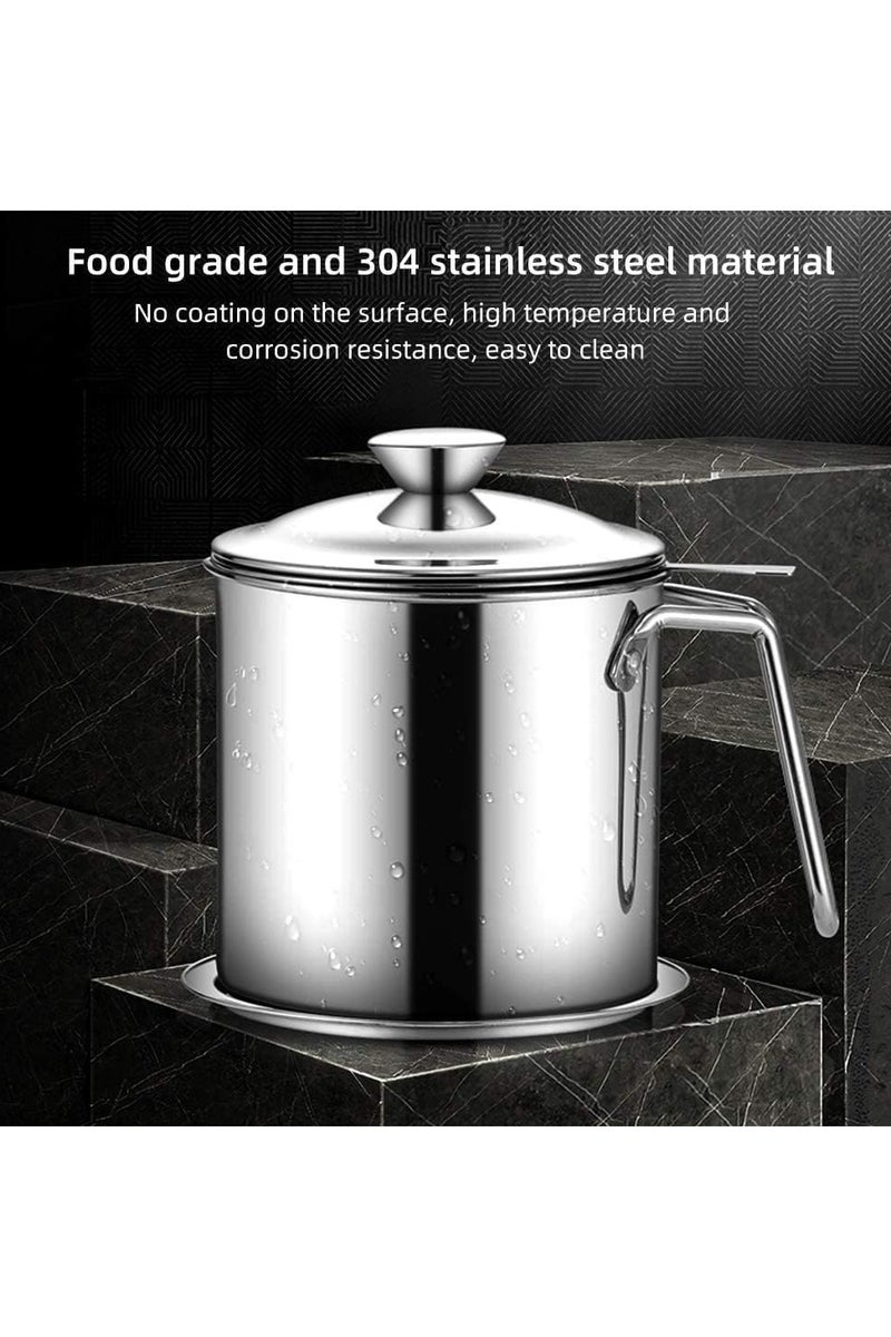 MOMENT Oil Strainer Pot 1.4L Stainless Steel Storage Can with Strainer and Dust-Proof Lid, Reusable Grease Saver, Wide Mouth Oil Filter Pot for Frying Oil and Cooking Grease - Image 3