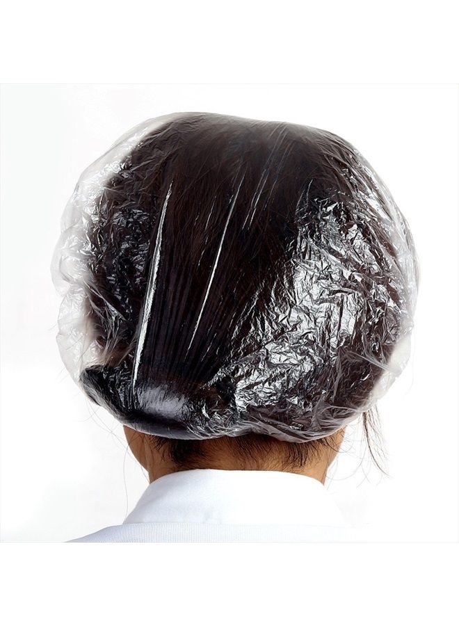 KINGLAKE 100 Pcs Disposable Plastic Thick Shower Caps Clear Elastic Bath Cap For Women Spa,Home Use,Hotel and Hair Salon,Pack of 100 Individually Wrapped - Image 3