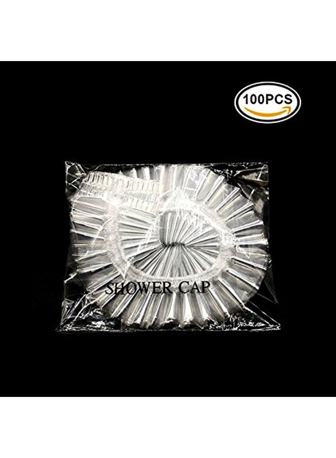KINGLAKE 100 Pcs Disposable Plastic Thick Shower Caps Clear Elastic Bath Cap For Women Spa,Home Use,Hotel and Hair Salon,Pack of 100 Individually Wrapped - Image 4