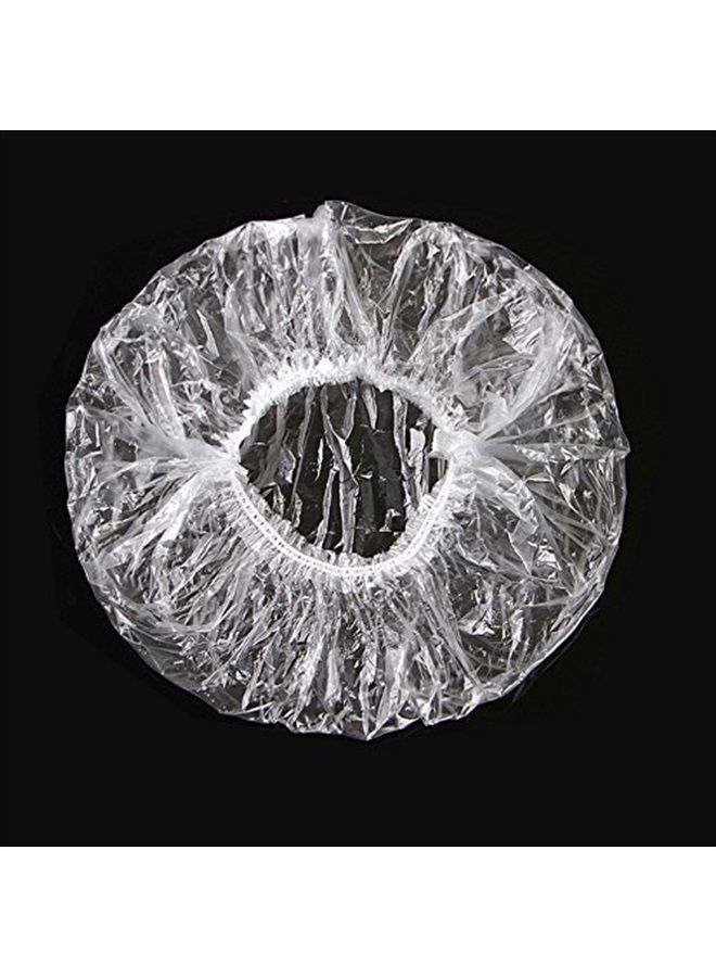 KINGLAKE 100 Pcs Disposable Plastic Thick Shower Caps Clear Elastic Bath Cap For Women Spa,Home Use,Hotel and Hair Salon,Pack of 100 Individually Wrapped - Image 5