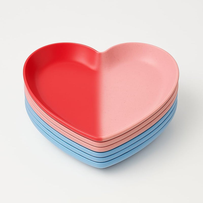 Nathgra Plastic Colourful Hearts Serving Bowl Set for Chutneys, Dips, Snacks Set of 6 (Mix) - Image 1