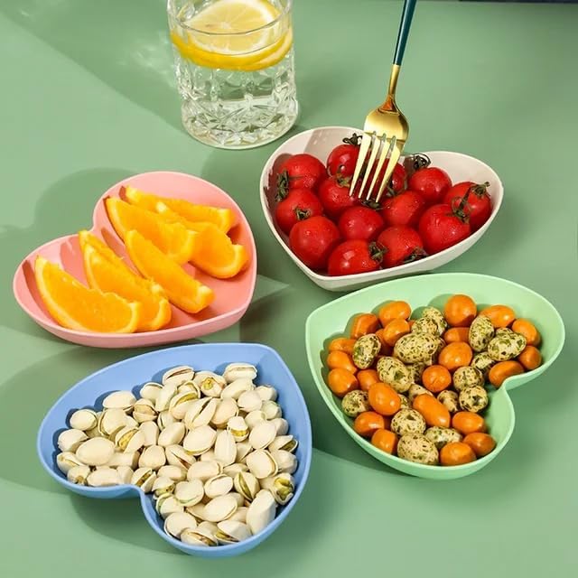 Nathgra Plastic Colourful Hearts Serving Bowl Set for Chutneys, Dips, Snacks Set of 6 (Mix) - Image 2