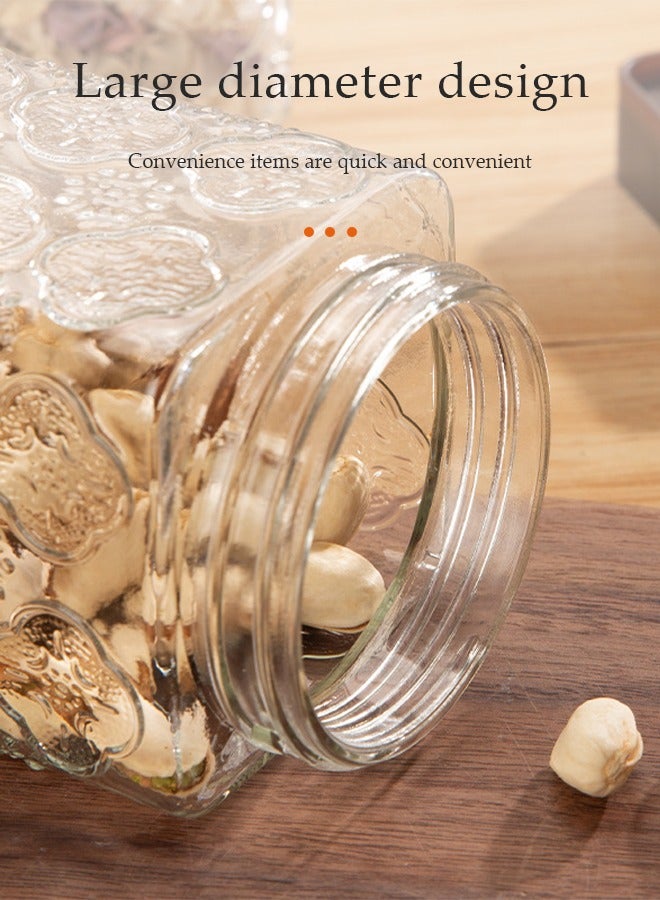 DUNISO 5 Pcs Sealed Glass Jar Set，Square Airtight Food Storage Jars，Clear Kitchen Spice Jar，With Sealing Lid，Leak Proof，Stackable，For Sugar, Tea, Coffee Bean, Pasta, Oat - Image 4