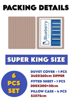 Blueberry 6 Pieces Super King Bed Sheet Set With Duvet Cover Bedding Set  - Image 2