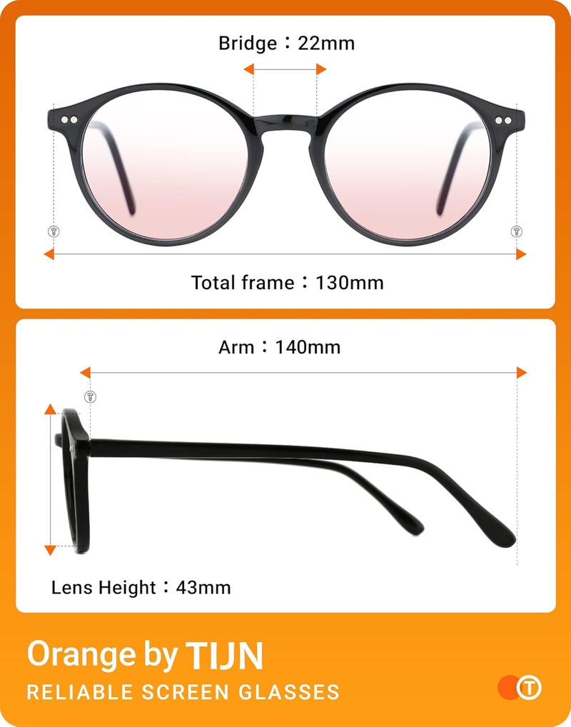TIJN Blue Light Blocking Glasses Men Women Vintage Thick Round Rim Frame Eyeglasses - Image 4