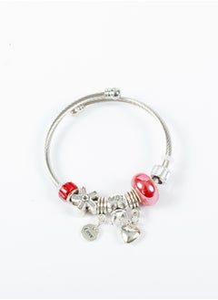 Bandora Stainless Steel Bracelet with a Heart and Crown Red
