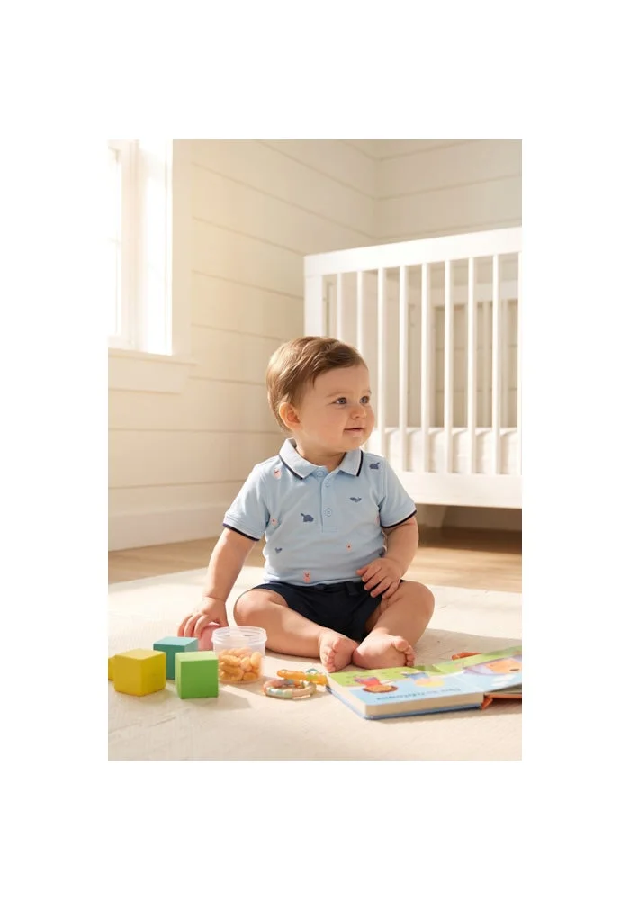 R&b Embroidered Polo T-Shirt and Shorts Set