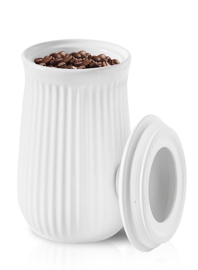 HASENSE Food Storage Containers with Lids, 88 oz Ceramic Food Storage Jar, Airtight Cookie Candy Jar for Coffee Beans, Tea-leave, Sugar, Salt, Flour, Spice, Dog Treat Container, Microwaveable, White - Image 1
