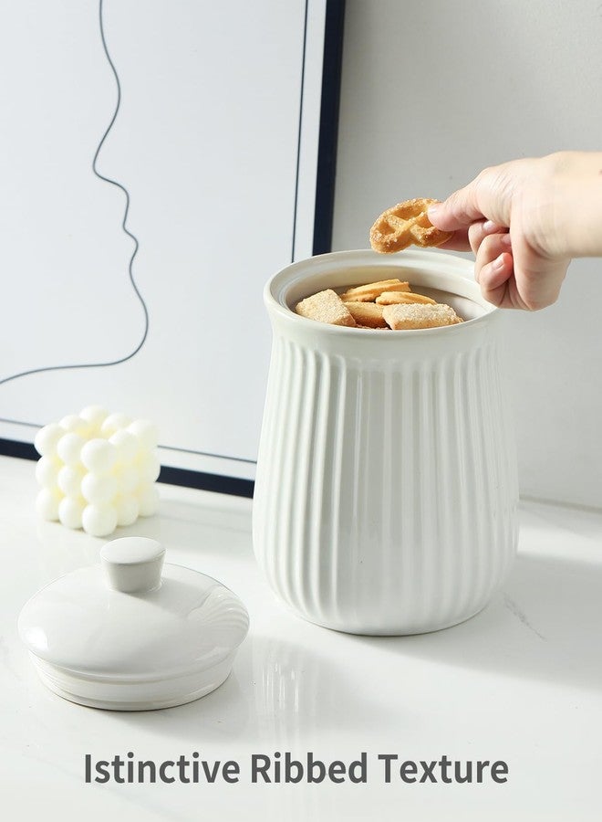 HASENSE Food Storage Containers with Lids, 88 oz Ceramic Food Storage Jar, Airtight Cookie Candy Jar for Coffee Beans, Tea-leave, Sugar, Salt, Flour, Spice, Dog Treat Container, Microwaveable, White - Image 3
