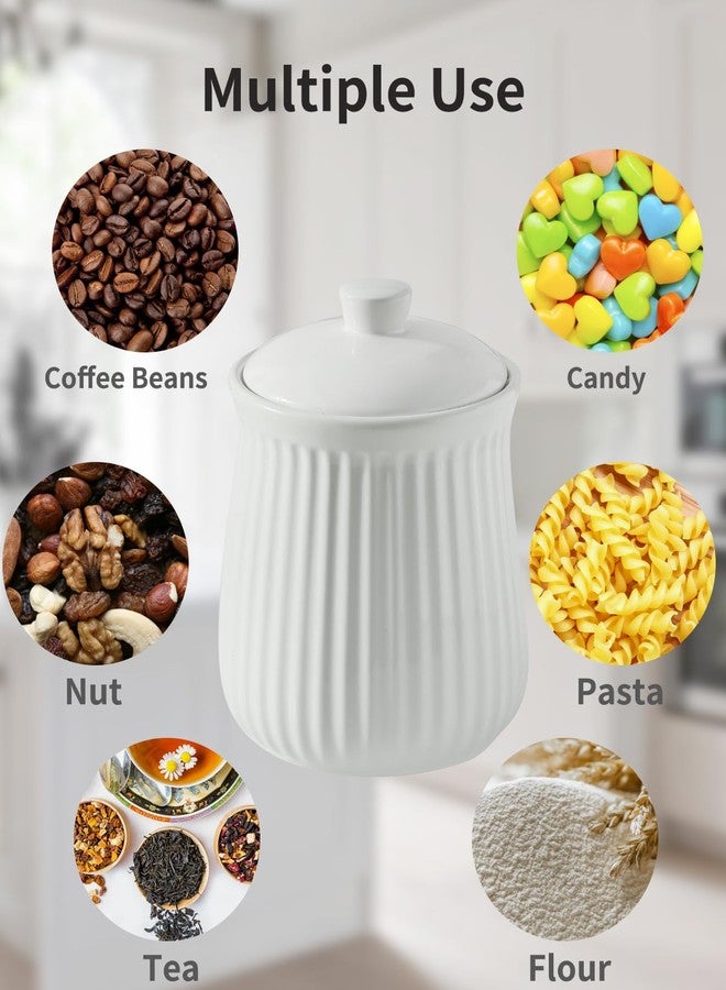 HASENSE Food Storage Containers with Lids, 88 oz Ceramic Food Storage Jar, Airtight Cookie Candy Jar for Coffee Beans, Tea-leave, Sugar, Salt, Flour, Spice, Dog Treat Container, Microwaveable, White - Image 4