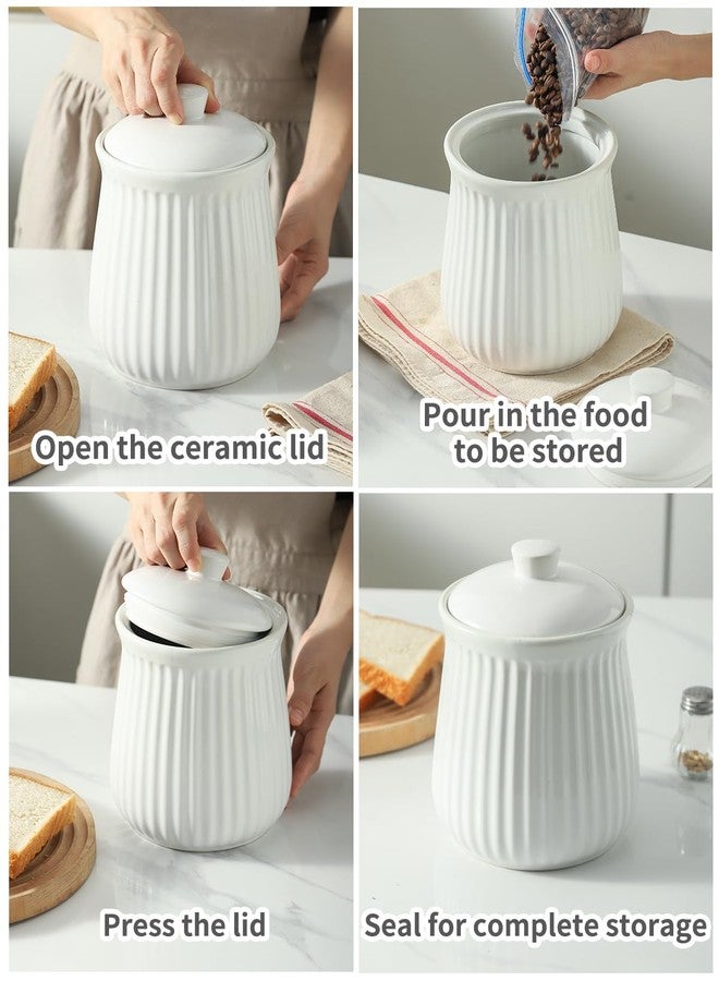 HASENSE Food Storage Containers with Lids, 88 oz Ceramic Food Storage Jar, Airtight Cookie Candy Jar for Coffee Beans, Tea-leave, Sugar, Salt, Flour, Spice, Dog Treat Container, Microwaveable, White - Image 5