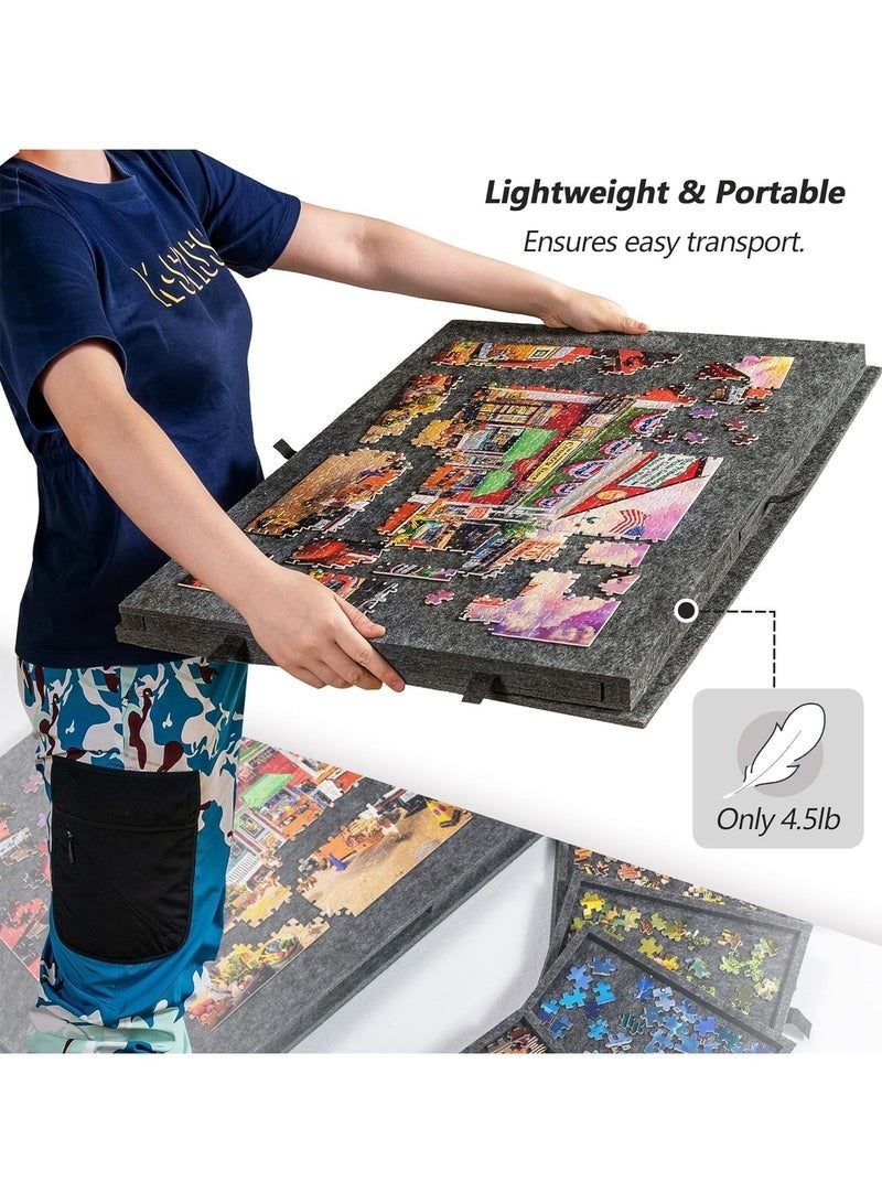 كيلا لوحة ألغاز مائلة مع حامل وغطاء مصممين 2 في 1، لوحة ألغاز خفيفة الوزن للغاية مصنوعة من اللباد مع 6 أدراج للبالغين والأطفال، طاولة ألغاز محمولة للألعاب حتى 1000 قطعة - Image 2