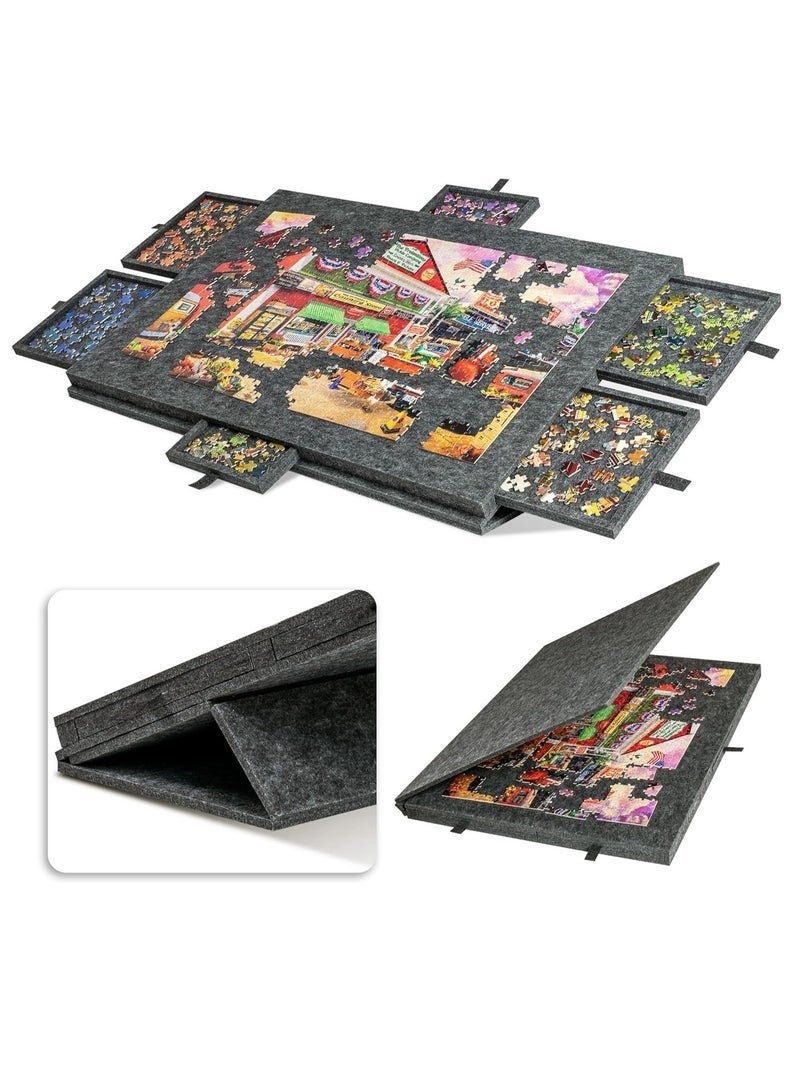 كيلا لوحة ألغاز مائلة مع حامل وغطاء مصممين 2 في 1، لوحة ألغاز خفيفة الوزن للغاية مصنوعة من اللباد مع 6 أدراج للبالغين والأطفال، طاولة ألغاز محمولة للألعاب حتى 1000 قطعة - Image 2