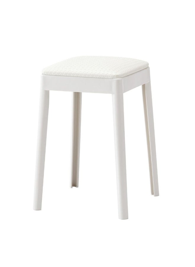 DANUBE HOME Marius Stool Light Weight Single Backless Chair PP+PU Cushion Material Modern Design 1 Seater Chair For Living Room Dining Room Indoor Furniture L29xW29xH48cm -White 