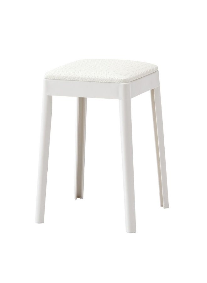 DANUBE HOME Marius Stool Light Weight Single Backless Chair PP+PU Cushion Material Modern Design 1 Seater Chair For Living Room Dining Room Indoor Furniture L29xW29xH48cm -White - Image 2