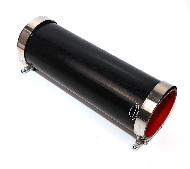 TenkeAuto Combo 12" Length High Performance 4-Ply Reinforced 3.5" ID Straight Coupler Silicone Hose With T Bolt Clamp for Turbo/Intercooler/Piping (3.5'' Black) - Image 4