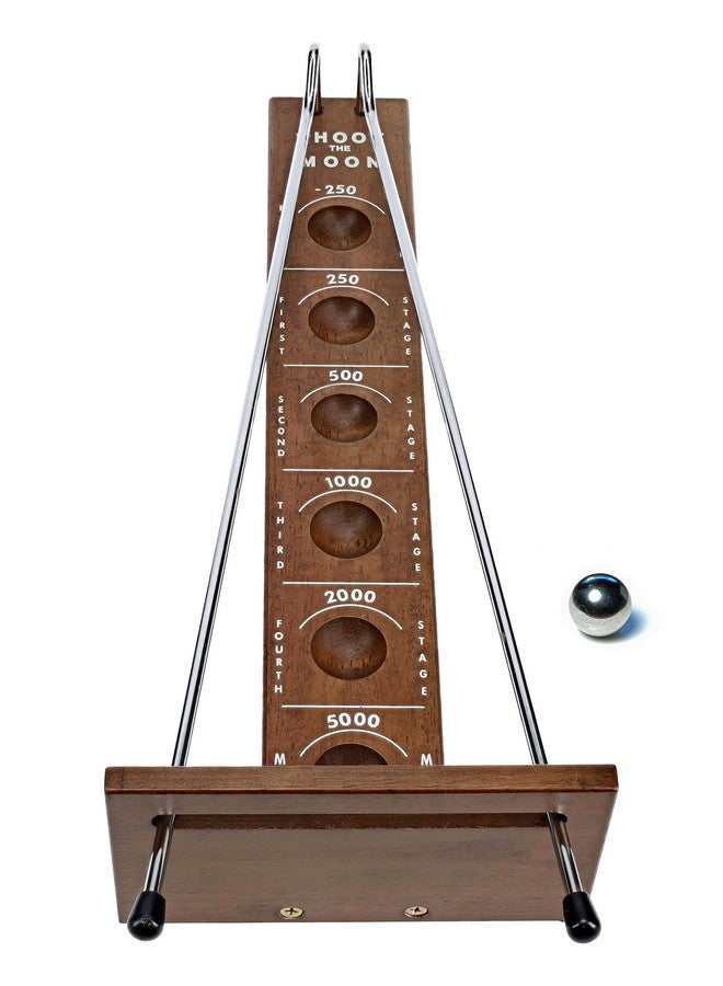 WE Games Shoot The Moon Game, Large 17.5 inch Size, Walnut Wood Stain, Retro Games for Adults, Classic Table Top Board Game - Image 1