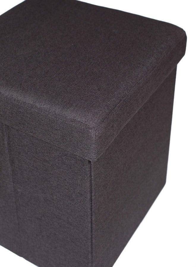 BIRDROCK HOME Folding Storage Ottoman | Upholstered | 16 x 16 | Linen | Strong and Sturdy | Quick and Easy Assembly | Foot Stool | Black - Image 4
