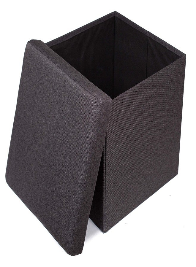 BIRDROCK HOME Folding Storage Ottoman | Upholstered | 16 x 16 | Linen | Strong and Sturdy | Quick and Easy Assembly | Foot Stool | Black - Image 1