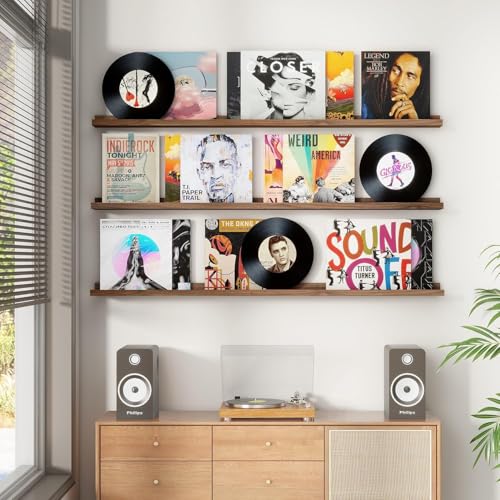Streem Sheesham Wood Floating Shelves, Wall Shelves Set of 3, Picture Shelf Photo Ledge Shelves for Bathroom Kitchen and Bedroom,Livingroom & Office (Walnut, 56 inch) - Image 5