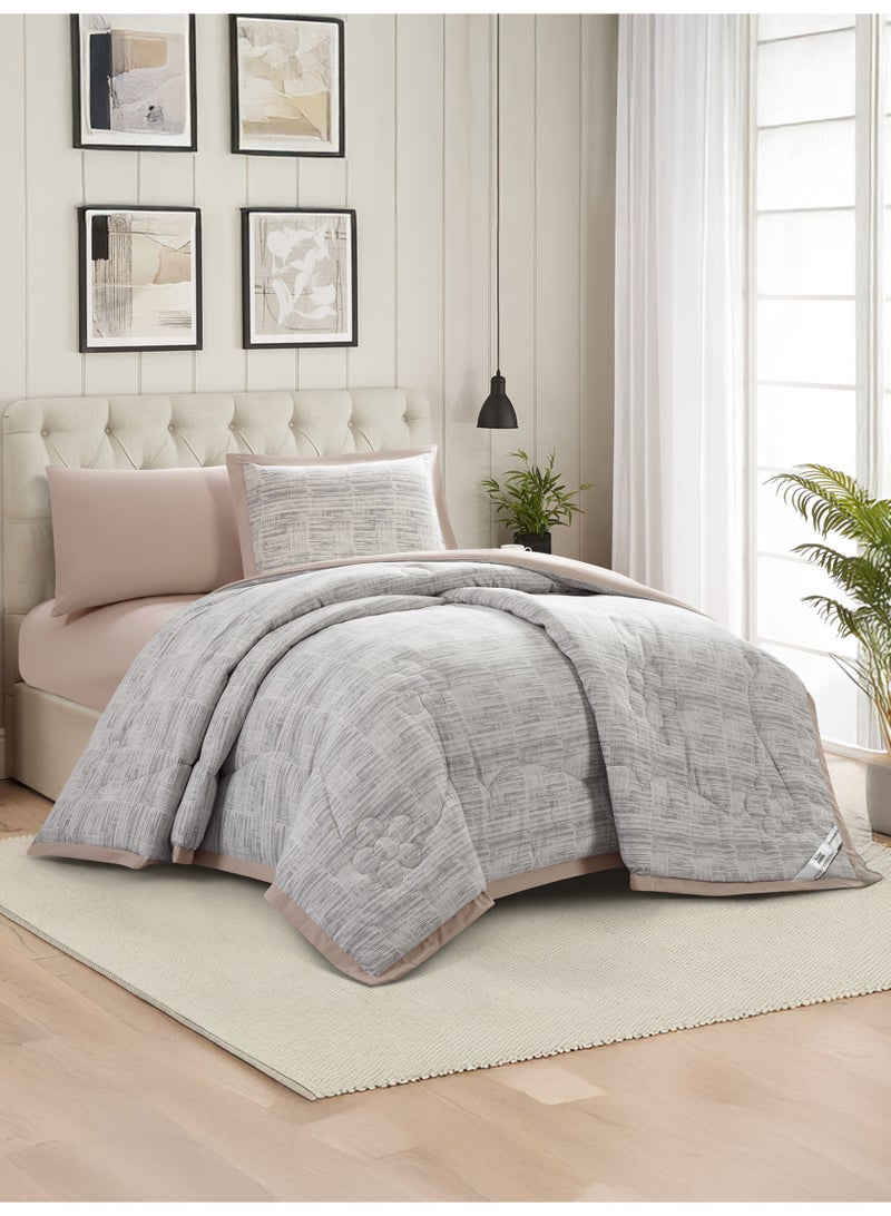 Doona Bedding Comforter Set, Fits 140x200 cm Single Size Bed – 4 Pcs Reversible Printed Design – 350 GSM All-Season Comforter – Premium Brushed Microfiber - Image 1