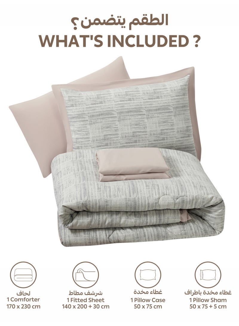 Doona Bedding Comforter Set, Fits 140x200 cm Single Size Bed – 4 Pcs Reversible Printed Design – 350 GSM All-Season Comforter – Premium Brushed Microfiber - Image 3