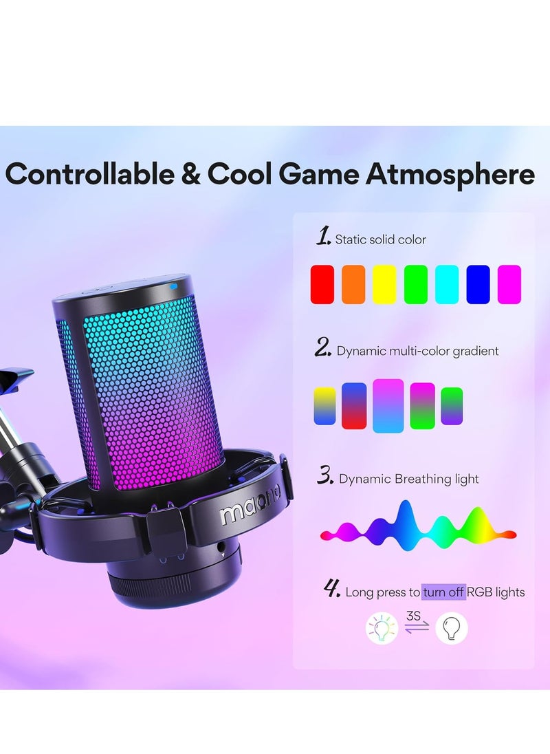 Maono - Gaming USB Microphone, Noise Cancellation Condenser mic with Mute, Gain, Monitoring, Boom Arm for Streaming, Podcast, Twitch, YouTube, Discord, PC, Computer, PS4, PS5, Mac, GamerWave - Image 1