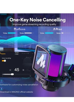 Maono Gaming USB Microphone, Noise Cancellation Condenser mic with Mute, Gain, Monitoring, Boom Arm for Streaming, Podcast, Twitch, YouTube, Discord, PC, Computer, PS4, PS5, Mac, GamerWave  - Image 2