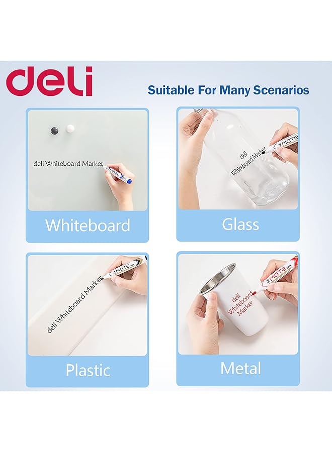 Deli Whiteboard Marker Low Odor Dry Erase Marker Chisel Tip Markers Presentation Supplies For School Home Office Easy To Erase And Refillable Pack Of 4 - Image 4