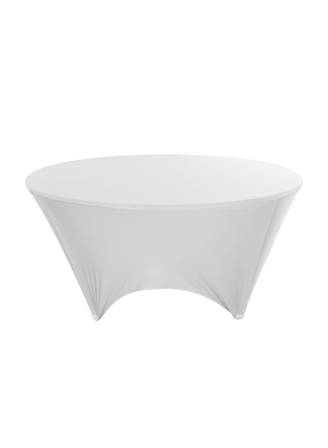 Restaurantware Table Tek 72 x 30 Inch Round Table Covers, 10 Washable Spandex Tablecloths - Wrinkle-Free, Durable, White Polyester Fitted Tablecloths, For Parties, Banquets, or Weddings  - Image 1