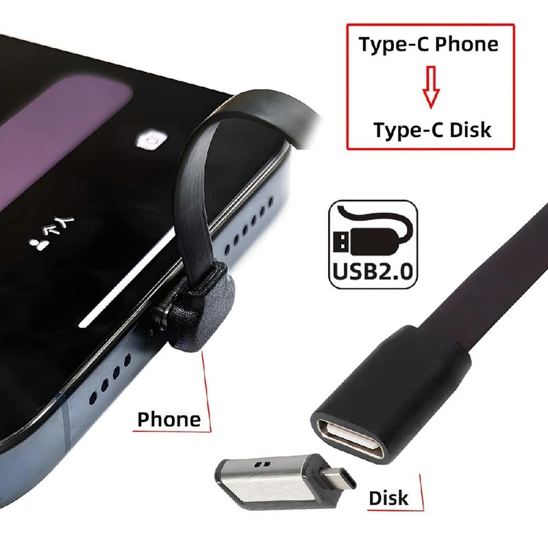 xiwai Ultra Slim Flat USB-C Type-C Male to Female 90 Degree Up Down Angled Extension Power USB2.0 Data Cable 65W Fast Charge for Laptop Tablet Phone 6cm - Image 4