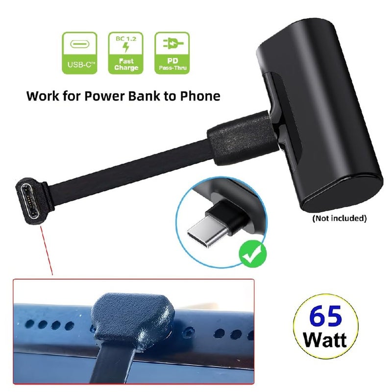 xiwai Ultra Slim Flat USB-C Type-C Male to Female 90 Degree Up Down Angled Extension Power USB2.0 Data Cable 65W Fast Charge for Laptop Tablet Phone 6cm - Image 3