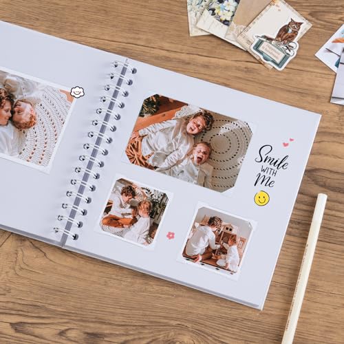 potricher 8 x 8 Inch DIY Scrapbook Album 40 Pages Hardcover Kraft Paper Scrap Book Photo Albums Memory Book for Wedding and Anniversary Family (White, 8 Inch) - Image 3