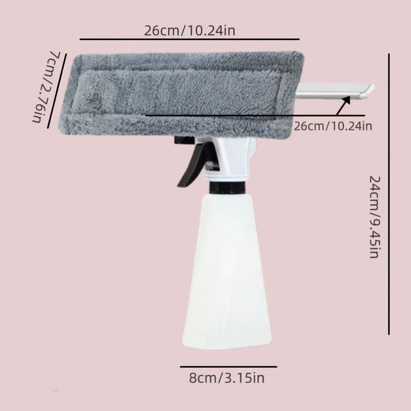 Three In One Handheld Glass Cleaner 6.76oz Large Capacity Sprayer Yellow With Built In Nozzle Wide Area Water Mist Scraping And Wiping No Tool Change Needed For Window Mirror Countertop Cleaning - Image 2