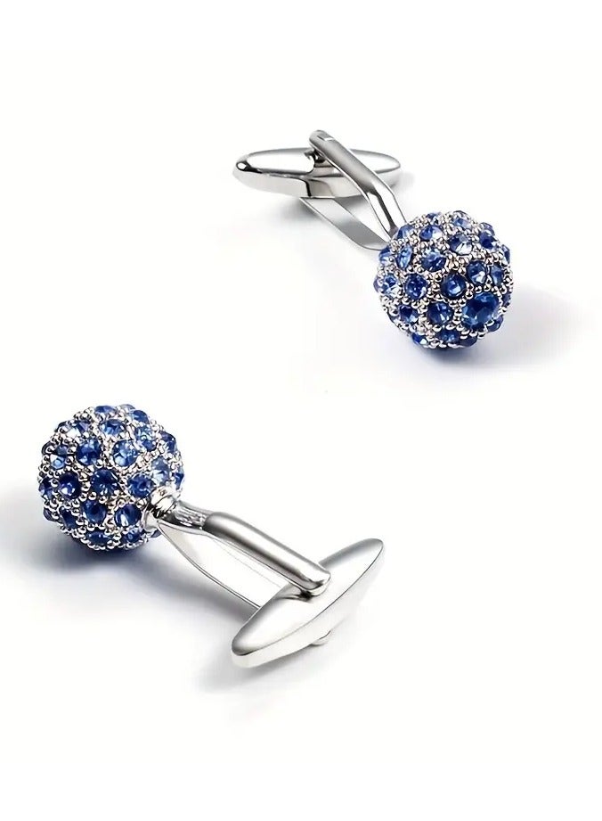 Goolsky 1 Pair of Dazzling Blue Rhinestone Shirt Cufflinks - Elevate Your Business Attire with Sparkling Accents - Ideal Gifts for Men - Image 5