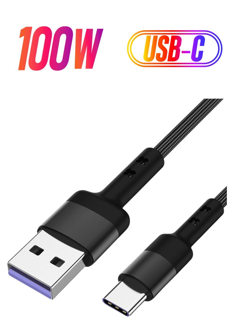 Prostyle USB A to USB Type C 100W 1.2 Meter Cable Nylon Braided (USB to Type C) Compatible For iPhone 16 15 Pro Max iPad Pro Air mini 6 MacBook Pro Air Galaxy S24 S23 Ultra Z Fold - Black  - Image 1