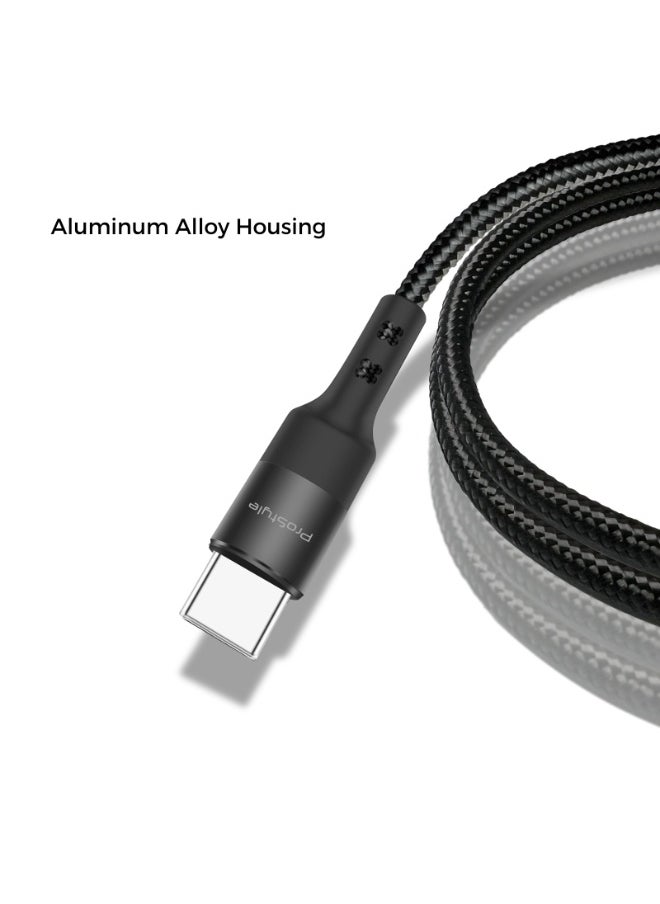 Prostyle USB A to USB Type C 100W 1.2 Meter Cable Nylon Braided (USB to Type C) Compatible For iPhone 16 15 Pro Max iPad Pro Air mini 6 MacBook Pro Air Galaxy S24 S23 Ultra Z Fold - Black  - Image 3