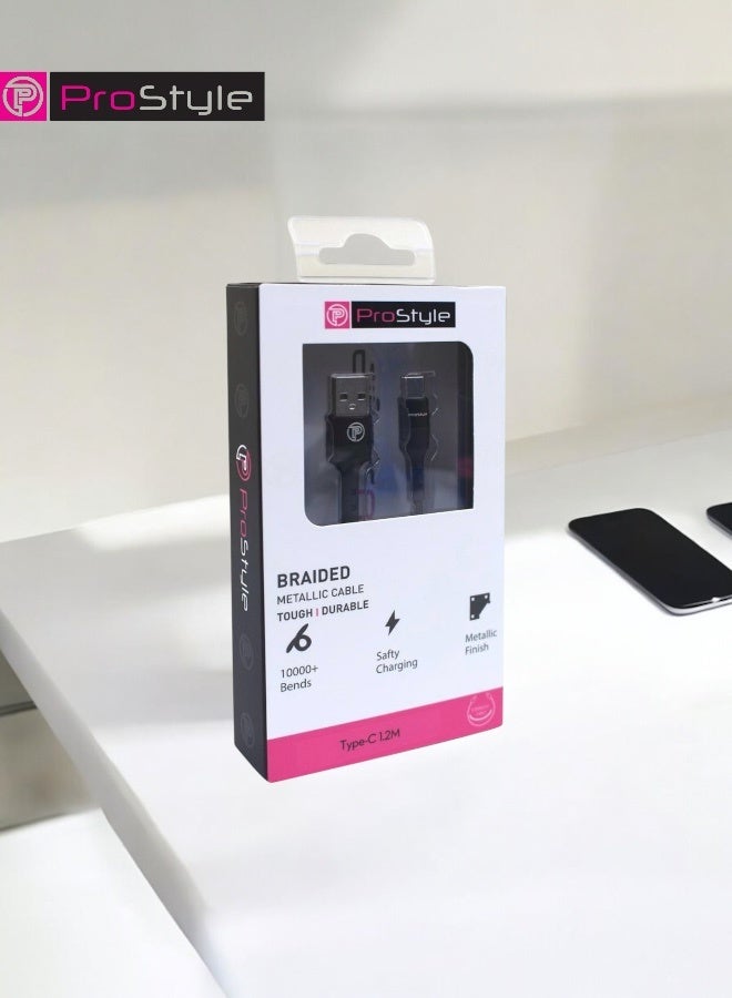 Prostyle USB A to USB C Cable 100W Fast Charging 1.2M Nylon Braided Data Cord Compatible with iPhone 16/15 Pro Max, iPad Pro/Air/Mini 6, MacBook Pro/Air, Samsung Galaxy S24/S23 Ultra, Z Fold – Black - Image 2