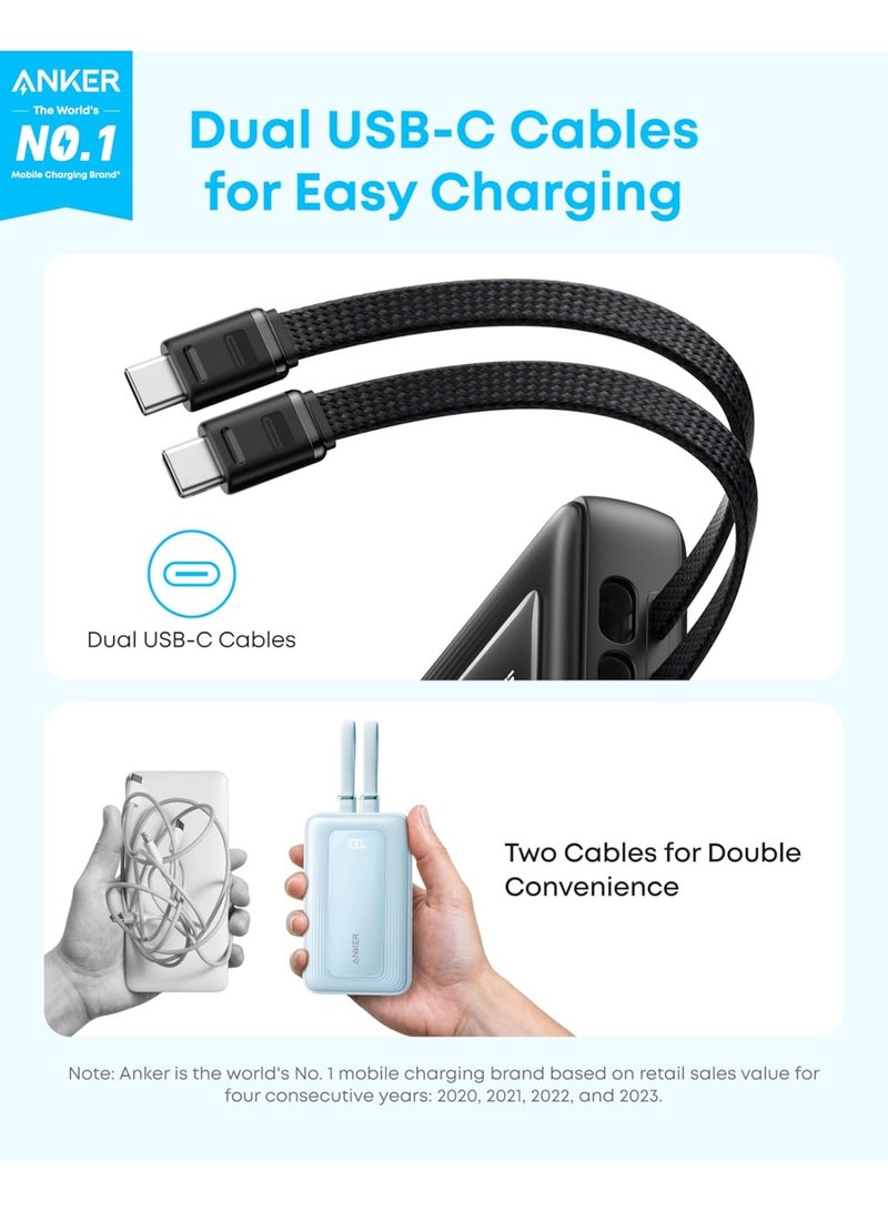 Anker Zolo Power Bank, 45W Max Fast Charging, 20,000mAh Battery Pack with Dual Built-In Cables, 1 USB-C and 1 USB-A Port, for iPhone 17/16 Series, Samsung, MacBook, iPad, and More - Image 2