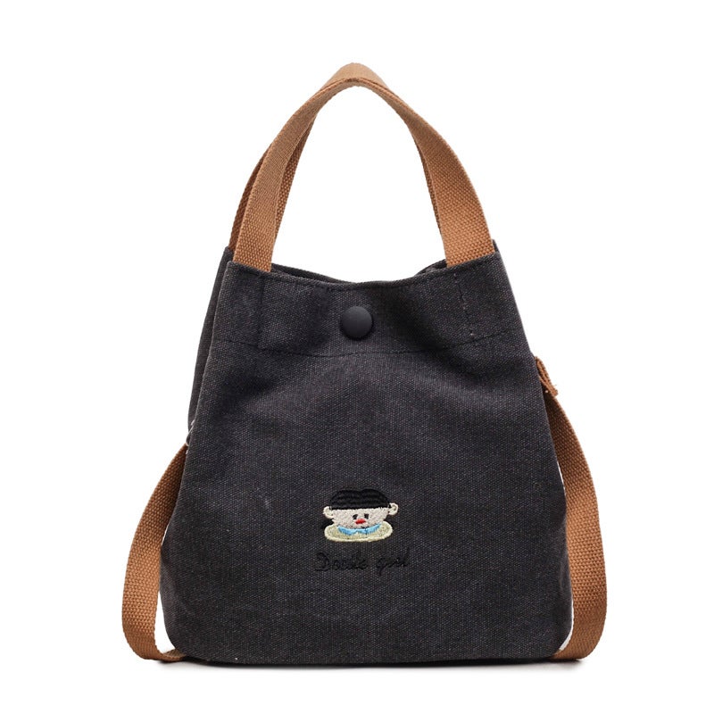 Cartoon Embroidered Canvas Crossbody Bag for Women, Large Capacity & Lightweight - Image 5