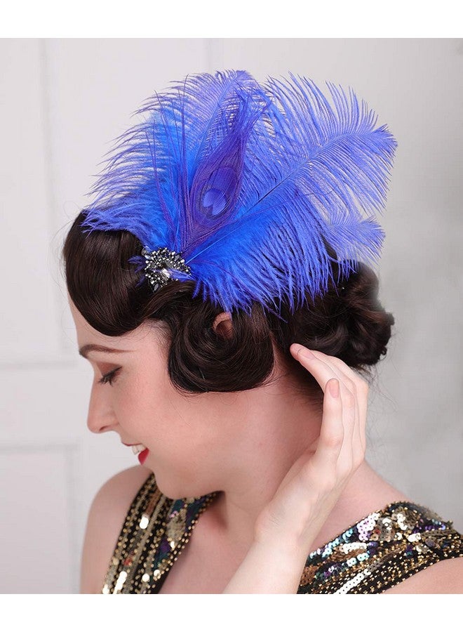 Aimimier 1920S Great Gatsby Headpiece Flapper Royal Blue Feather Hair Clip Crystal Roaring 20S Accessories Prom Party Festival Gatsby Hair Jewelry For Women And Girls - Image 5