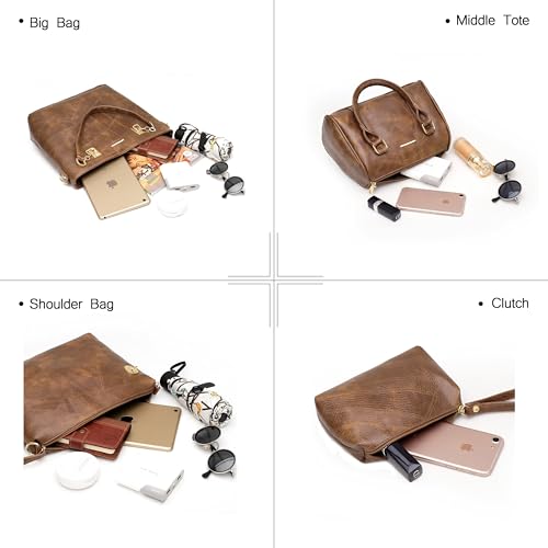 2E-youth Designer Purses and Handbags for Women Satchel Shoulder Bag Tote Top Handle Bag (5B-Khaki) - Image 5